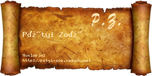 Pétyi Zoé névjegykártya
